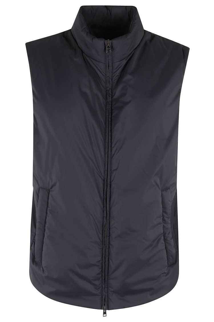 Herno High-collar Microfibre Gilet With Zip Closure In Black