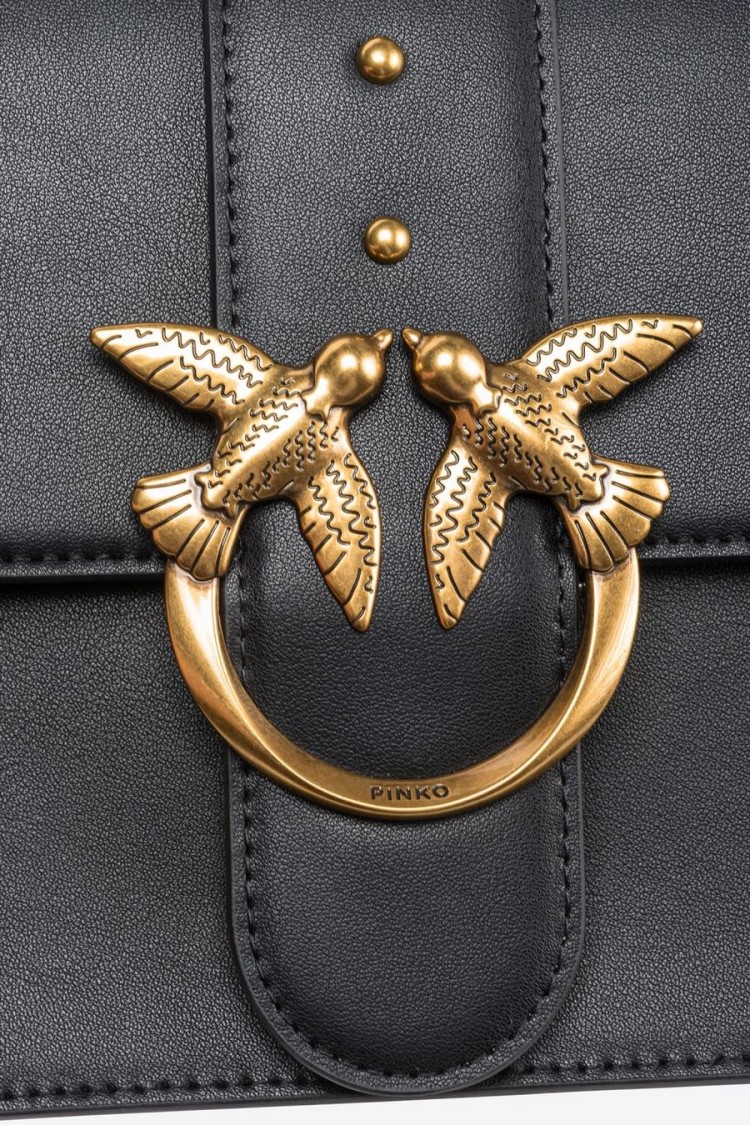 Pinko Leather Shoulder Bag With Gold-tone Bird Clasp