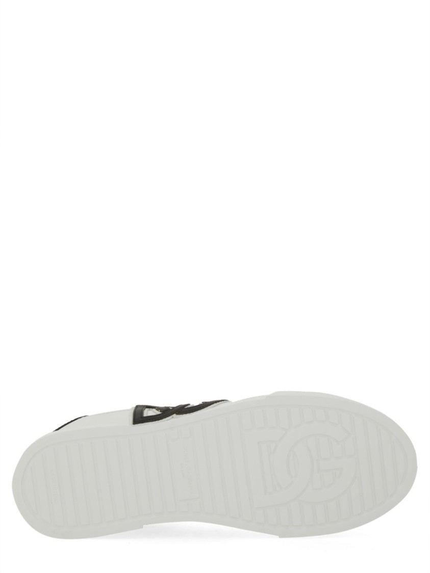 Dolce & Gabbana Dg Logo Patch Leather Sneaker In White