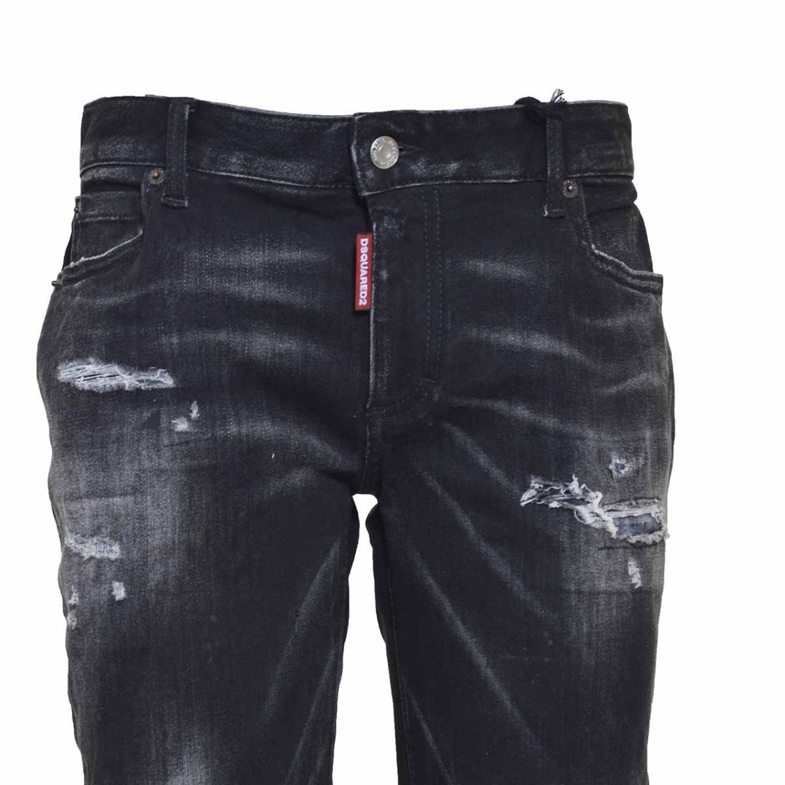 Shop Dsquared2 Black Mid-rise Cropped Twiggy Jeans