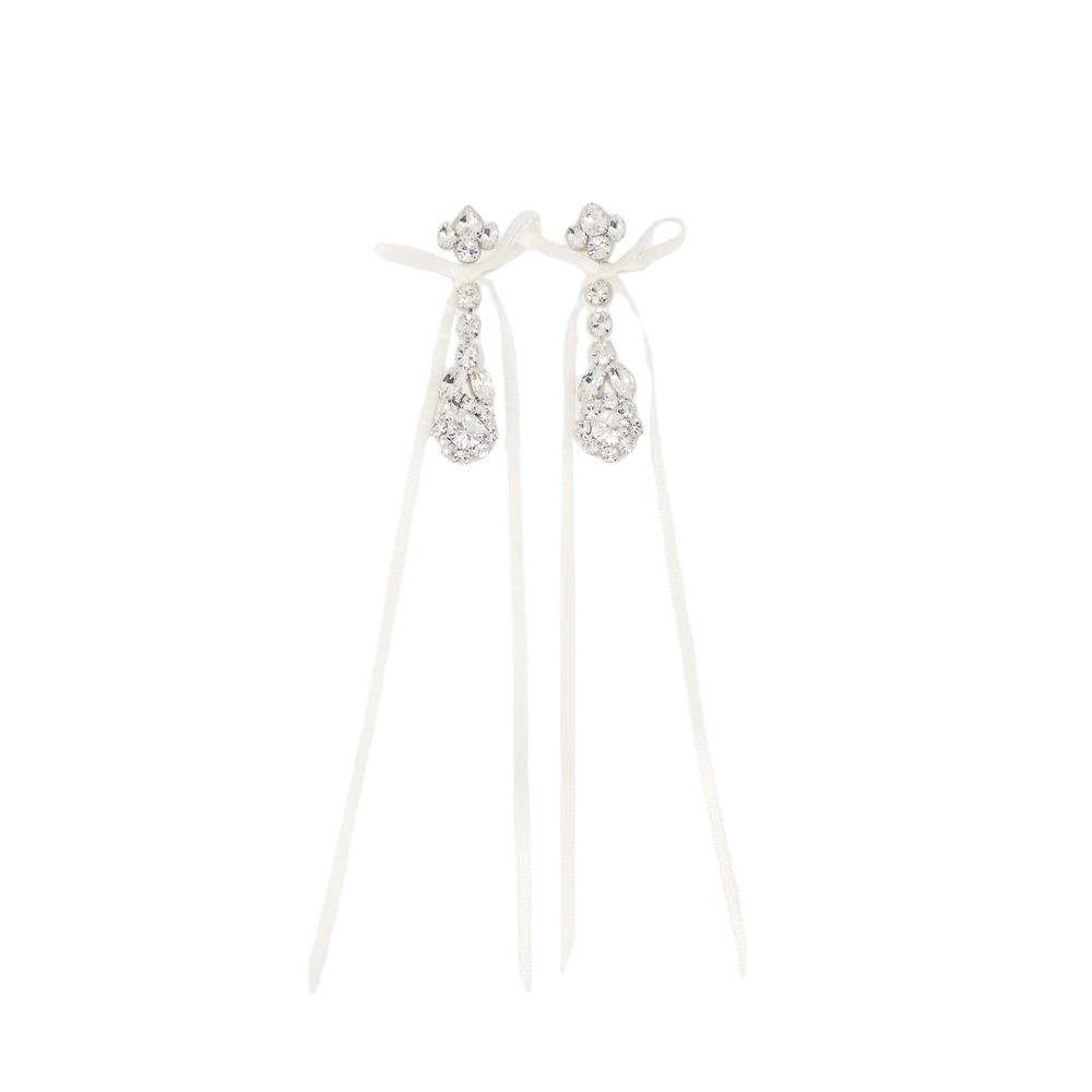 Simone Rocha Victorian Bow Ribbon Drip Earrings In Neutrals