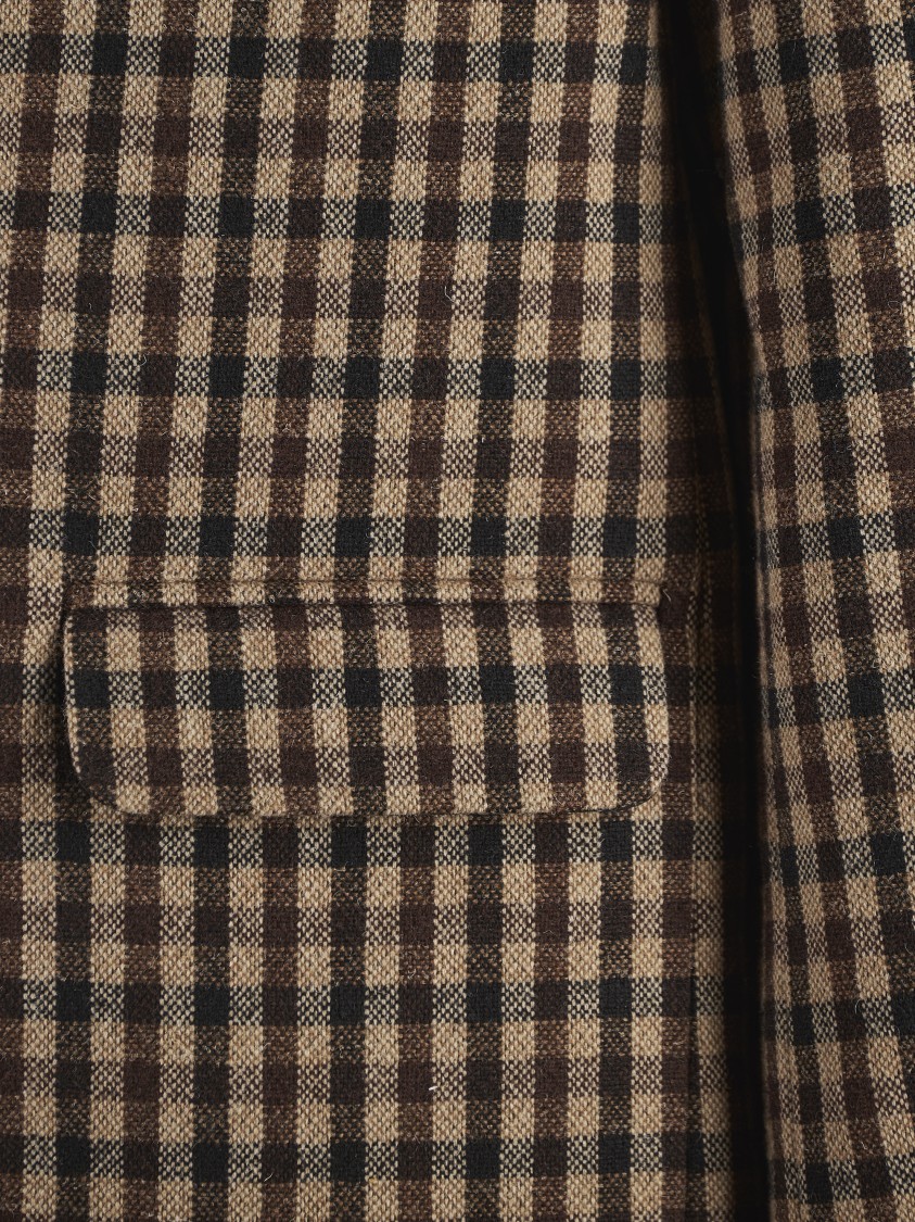 Ganni Check Wool Blend Oversized Blazer With Notched Lapels In Brown