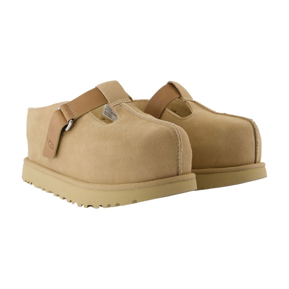 Shop Ugg W Goldenstar Hi Clog Mules - Leather - Beige