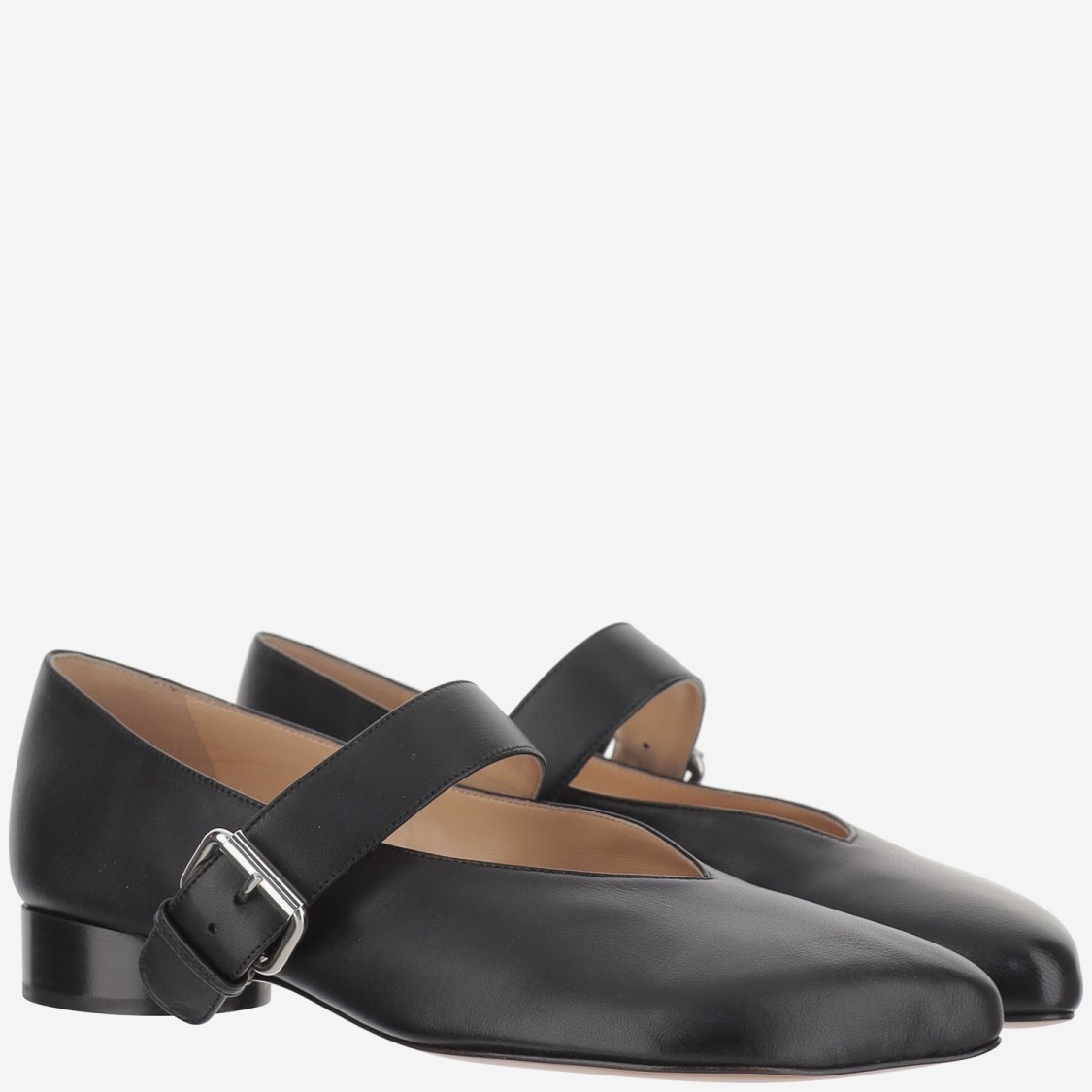 Niccolò Pasqualetti Obliqua Strap Ballerinas In Black