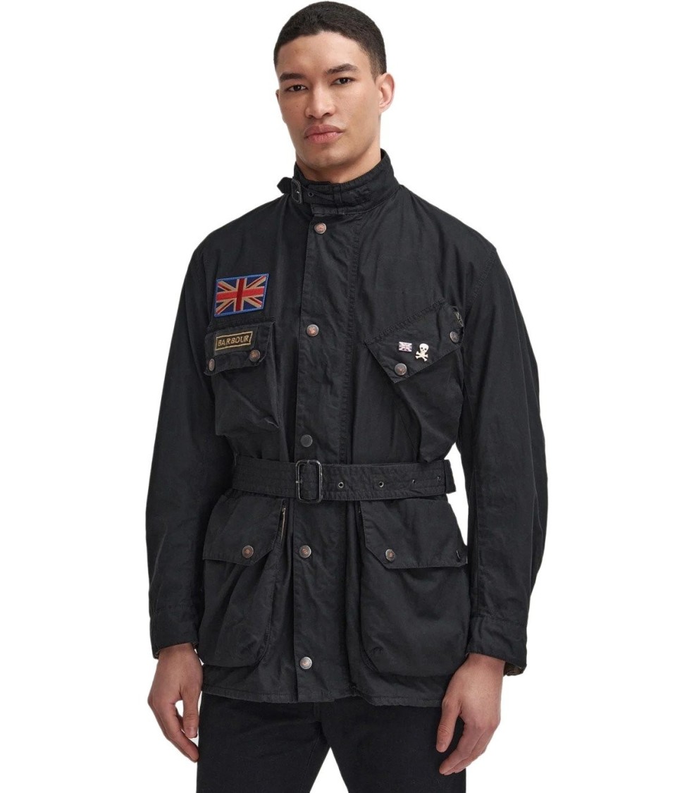 BARBOUR BARBOUR INTERNATIONAL STEVE MCQUEEN 60TH ANNIVERSARY WAX BLACK JACKET
