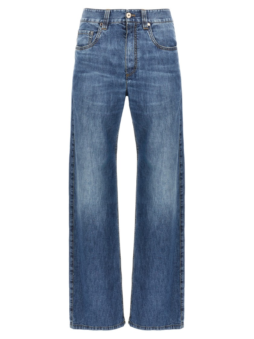 Brunello Cucinelli Delavé Finish Straight Leg Jeans In Blue