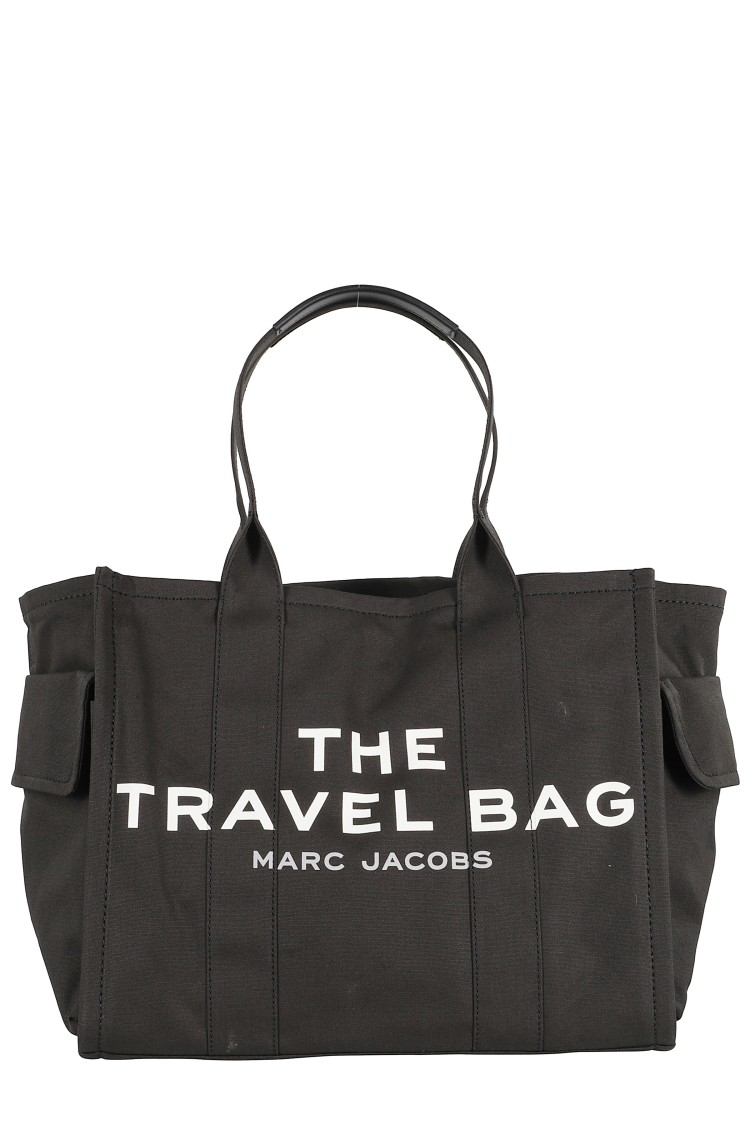 Marc Jacobs Versatile Black Cotton Travel Tote With Dual Handles And Bold Logo In Black