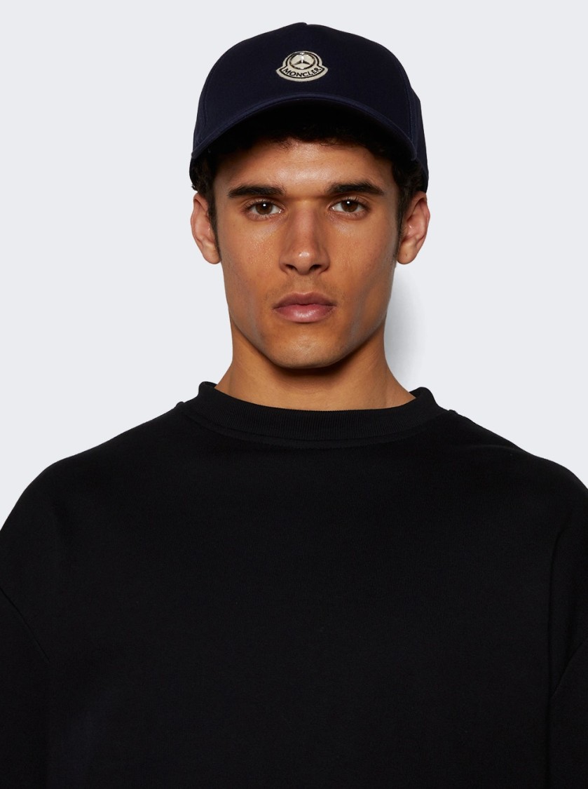 Moncler Dual Logo Blue Night Baseball Cap By