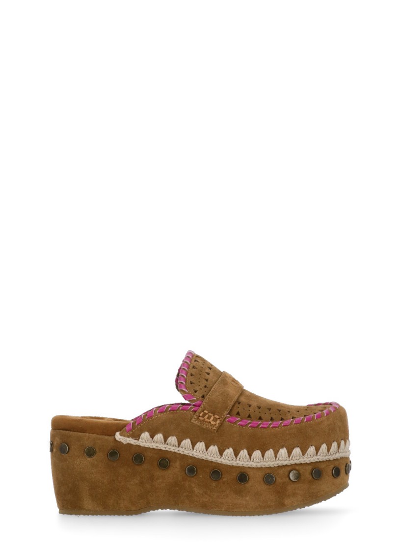 MOU MOU BROWN SUEDE LEATHER SABOT 