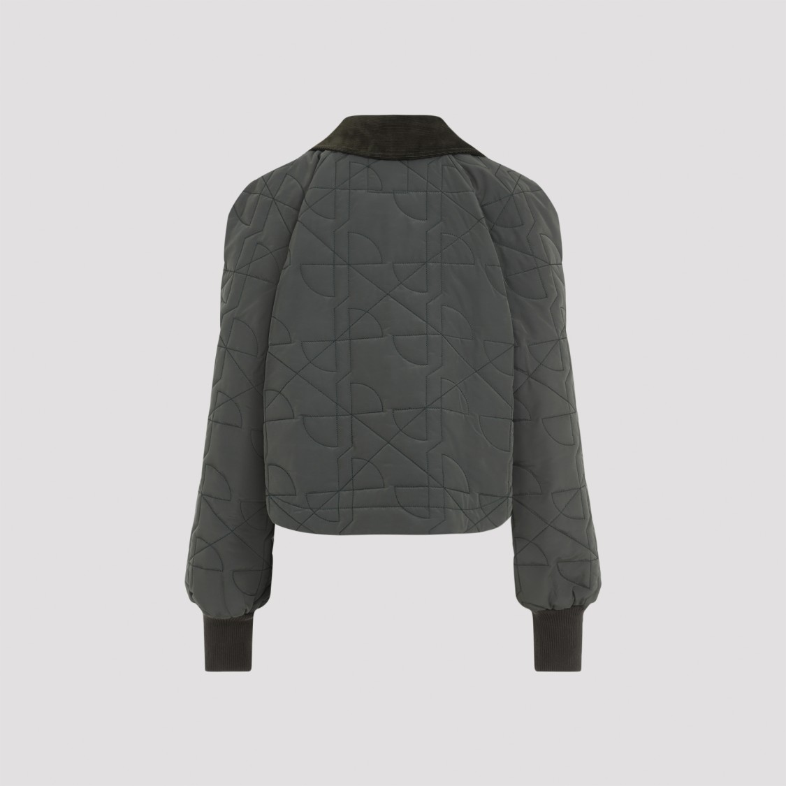 Patou Quilted Velvet Collar Cropped Blouson In Grey