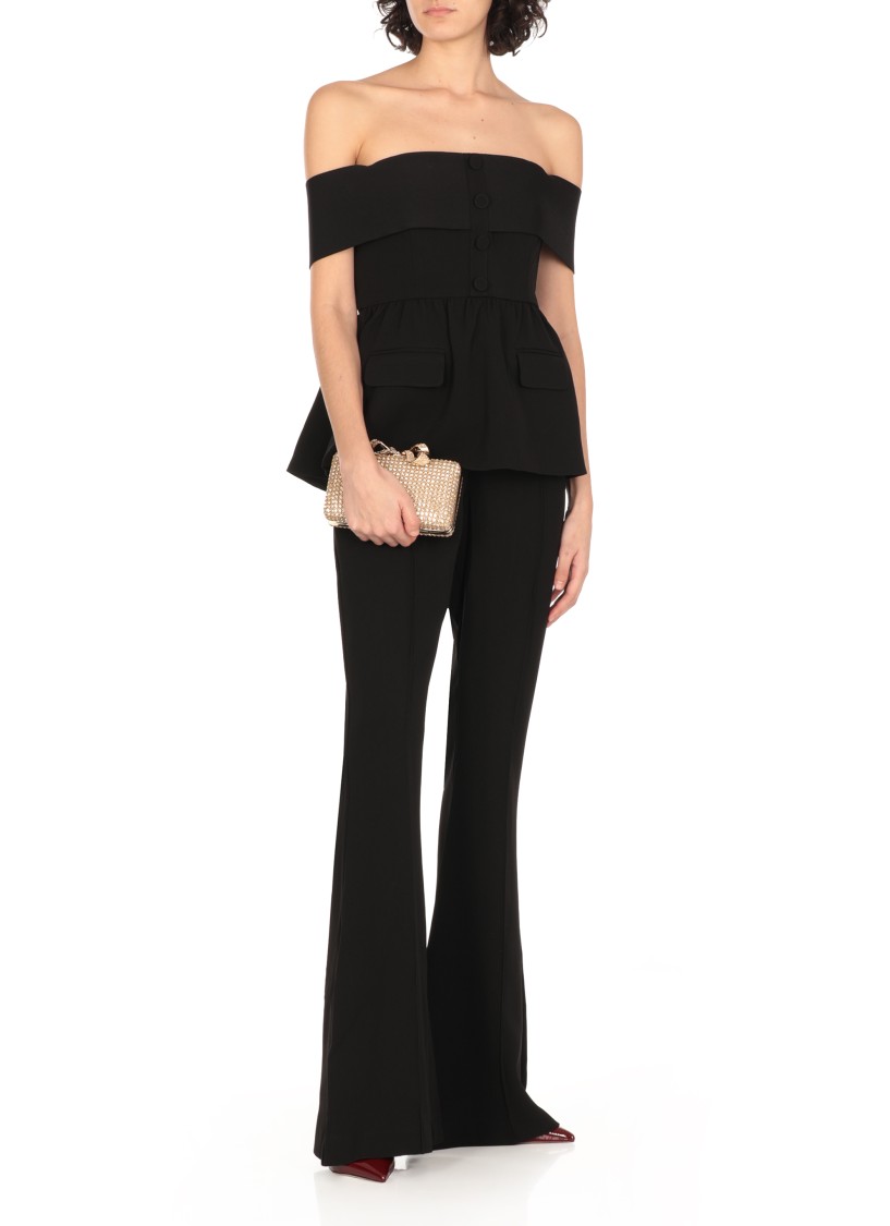 Shop Self-portrait Black Crepe Suit