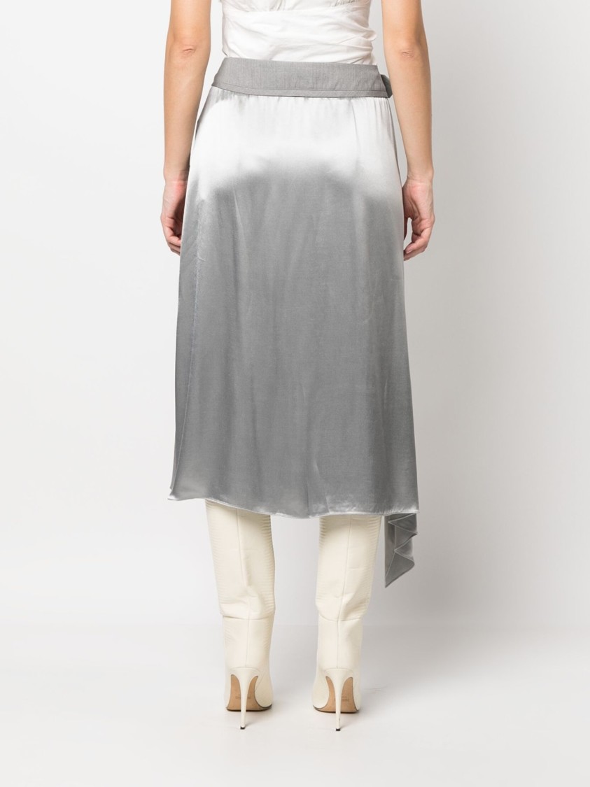 Fendi Asymmetrical Grey Skirt With Draped Detail In Metallic