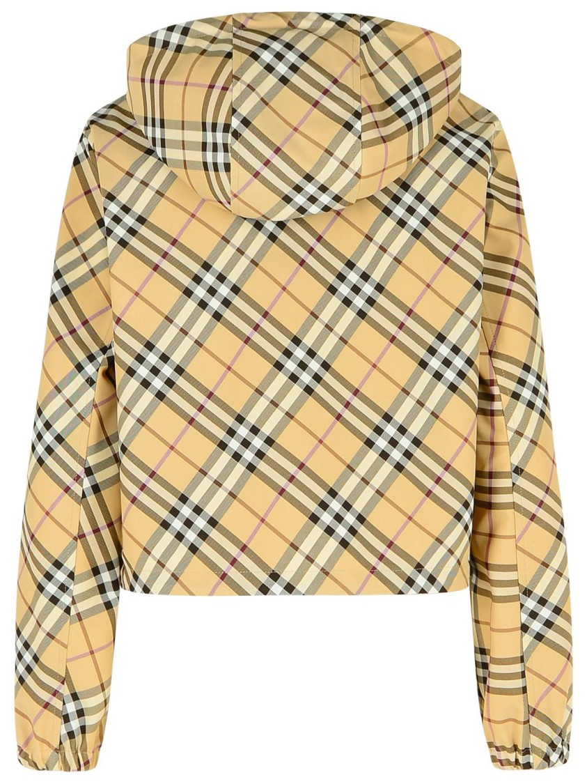 Shop Burberry 'check' Beige Polyamide Down Jacket In Neutrals