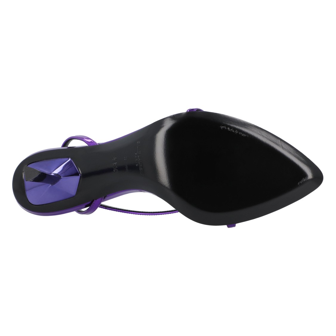 Saint Laurent Sleek Mirror Ankle-strap Kitty Sandals In Purple