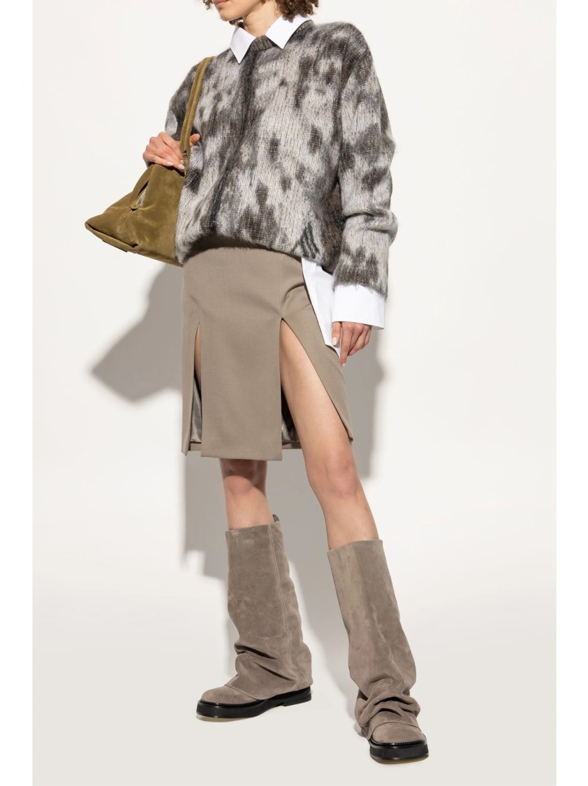 Attico The  Slouchy Suede Boots With Sole In Brown
