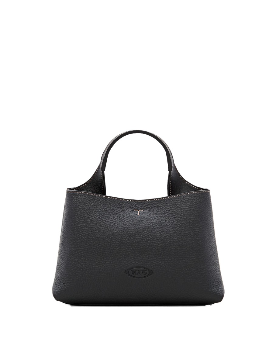 Tod's Mini Leather Shopping Bag In Black