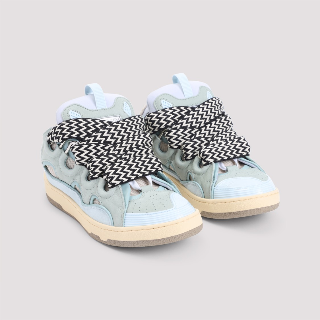 Lanvin Suede Leather Curb Sneakers Men In Blue