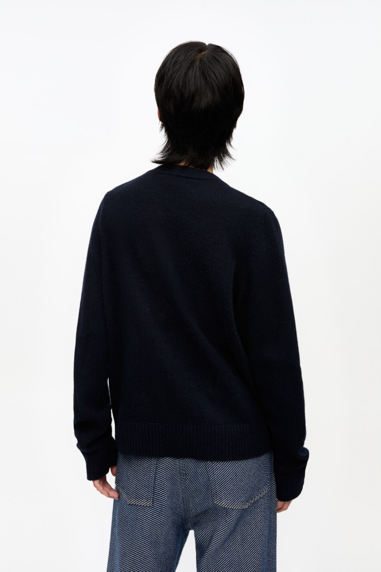 Ganni Women Logo Graphic Baseball Wool Mix Sweater