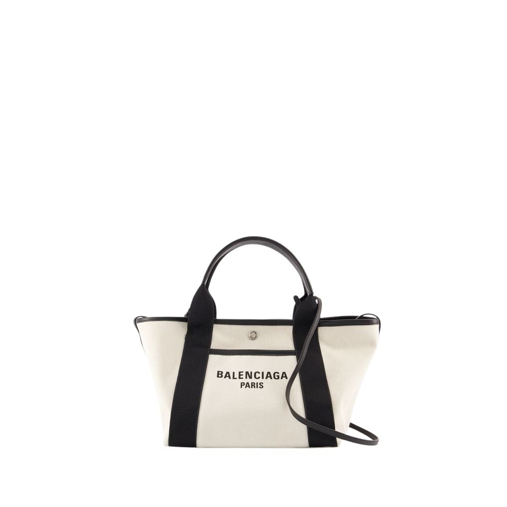 Balenciaga Women's Navy Revamp Small Tote Bag In White
