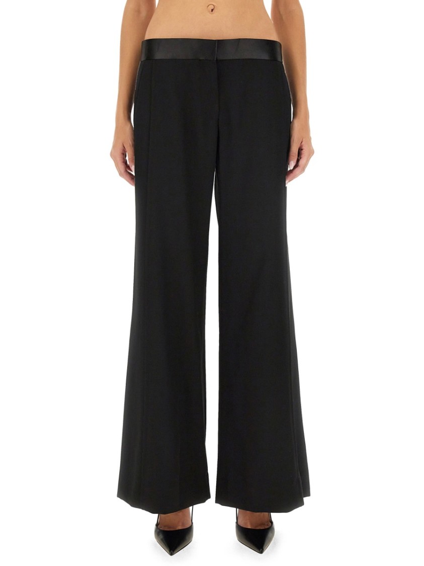 Victoria Beckham Side Panel Wool-blend Wide-leg Pants In Black