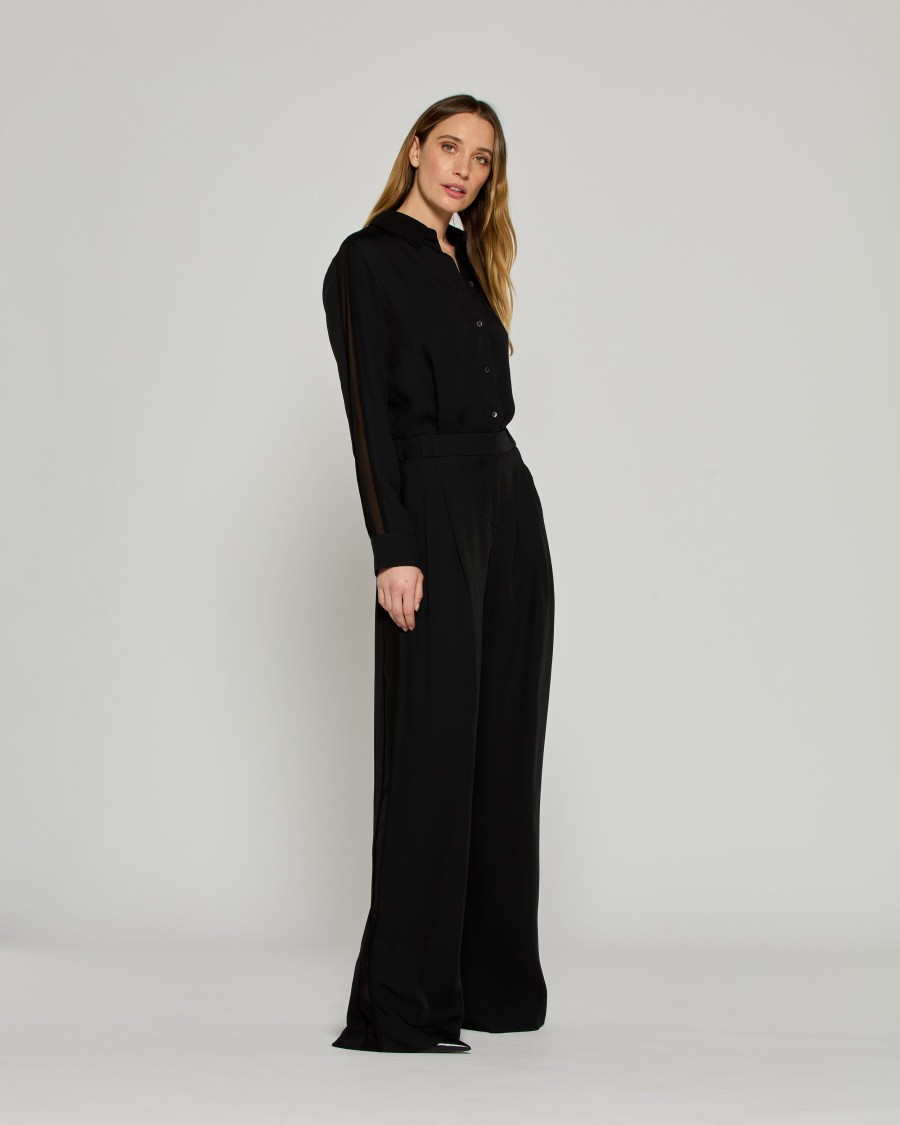 Serena Bute Serena Trouser With Georgette Trim - Black In Black