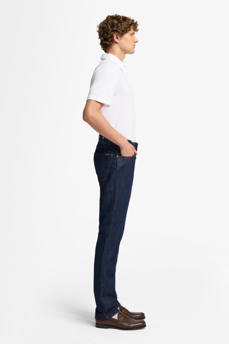 Shop 7 For All Mankind Straight-leg Dark Blue Denim Jeans