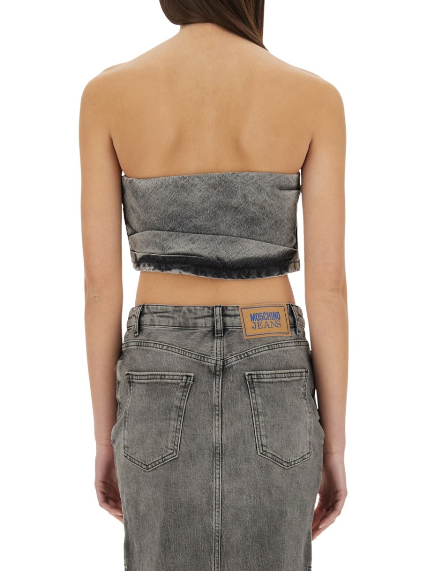 Moschino Denim Skirt With Back Pockets And Belt Loops In Grey