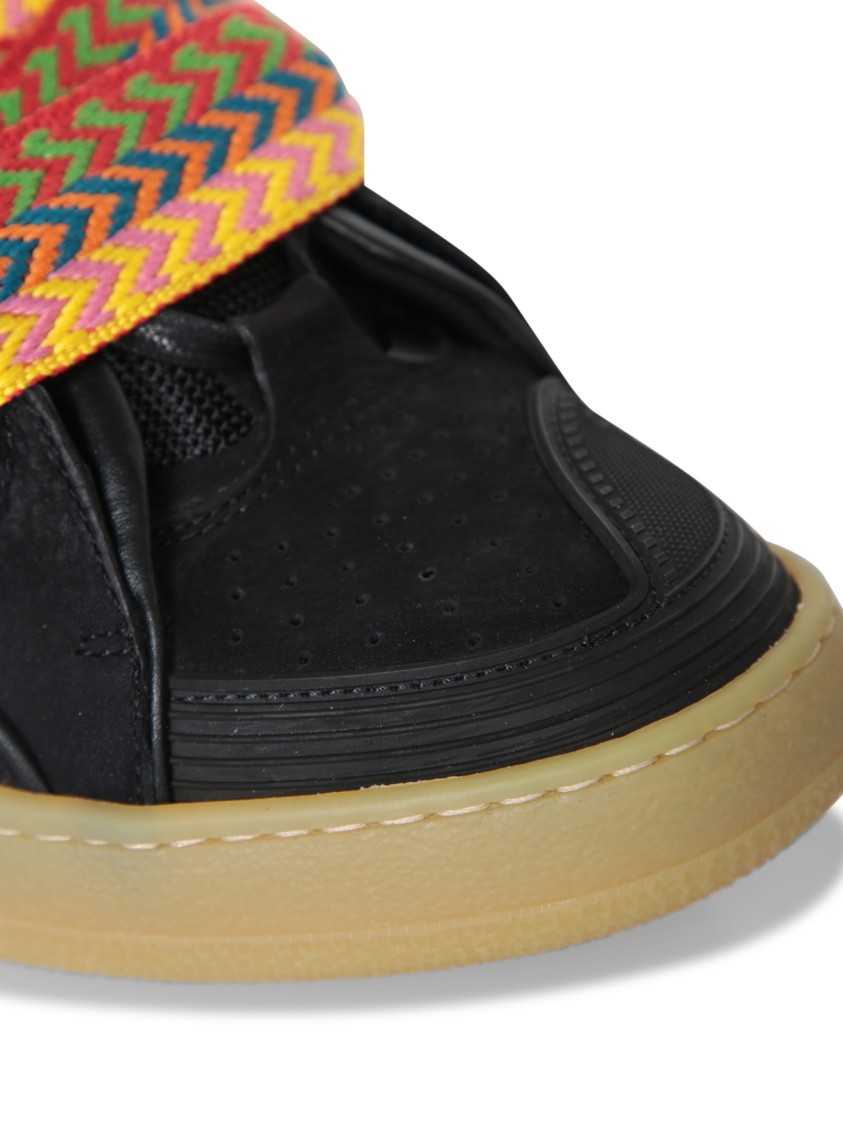 Shop Lanvin Sporty Black Sneakers With Multi-colored Woven Lace