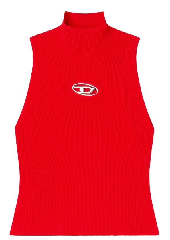 Diesel Black Viscose Blend M-onervax Top In Red