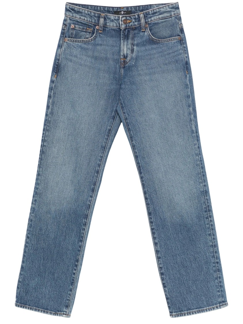 7 For All Mankind Light Wash Straight-leg Jeans With Classic Five-pocket Design