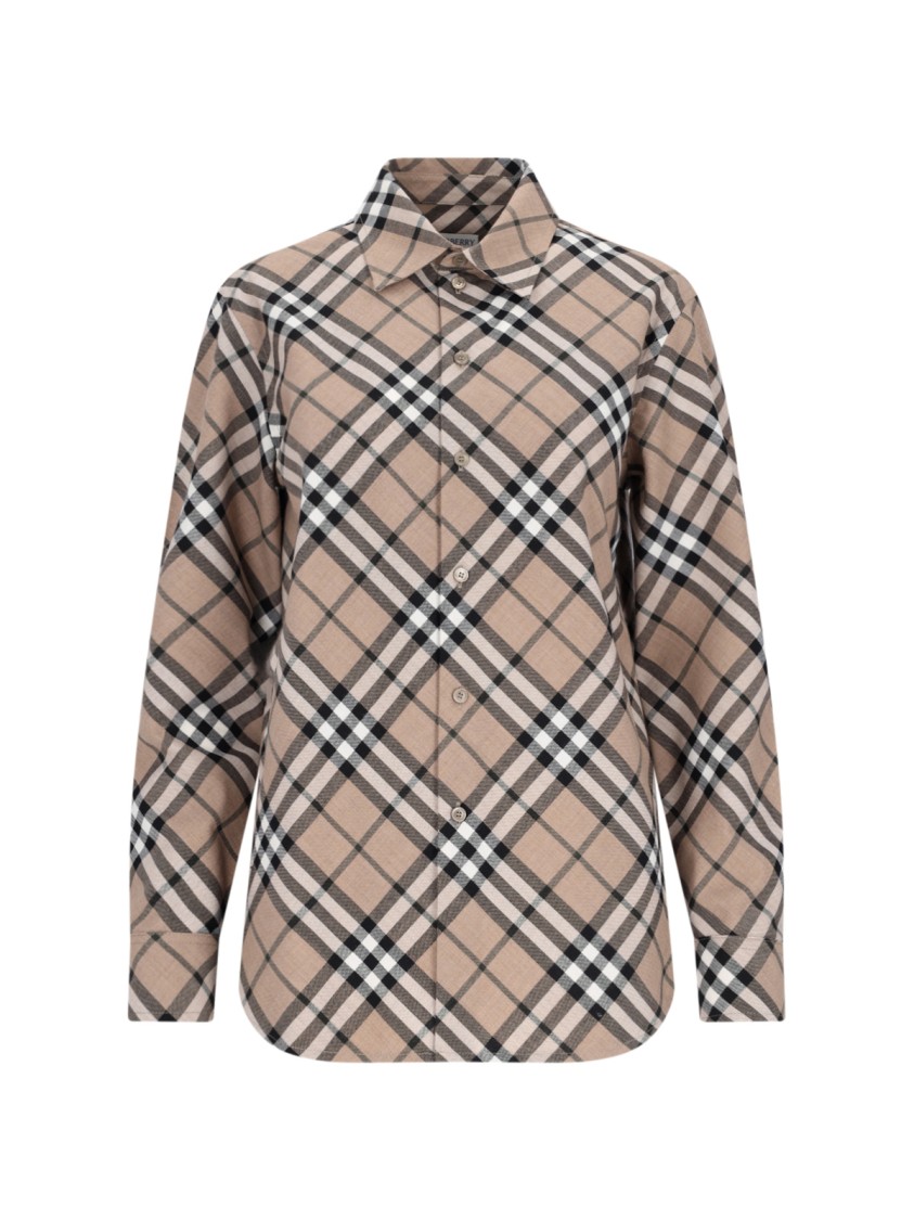 Burberry Check Pattern Wool Blend Shirt