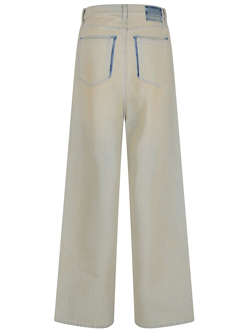 Shop Stella Mccartney Sand Overdyed Wide Leg Jeans