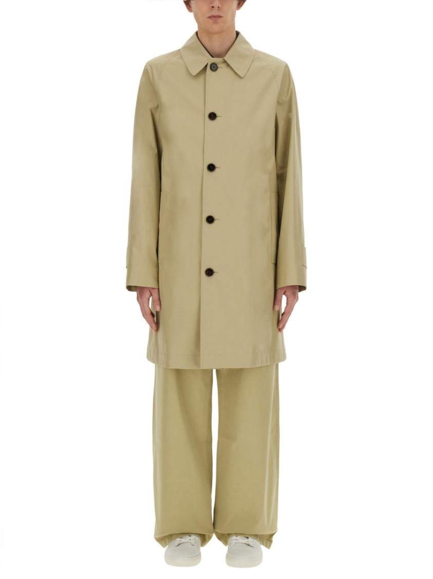 Burberry Cotton Trench Coat With Oversized Sleeves And In Neutrals