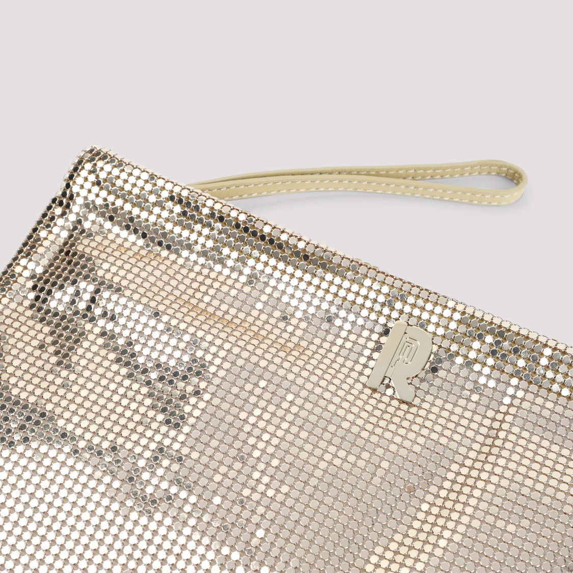 Rabanne Metallic Brass Handbag With Sequined Detailing In Gold