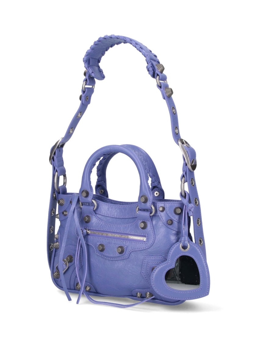 Balenciaga Green Leather Shoulder Handbag With Magnetic Closure And Metal Details