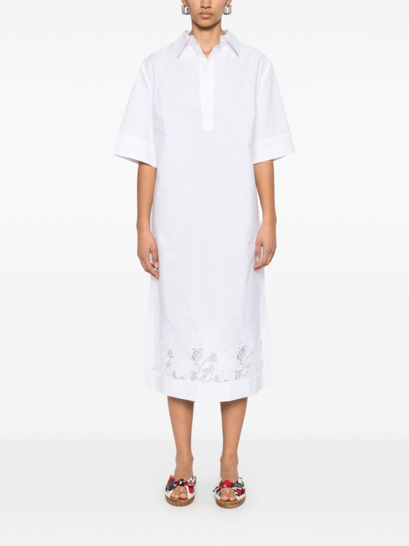 P.a.r.o.s.h Parosh White Midi Dress With Classic Collar In White