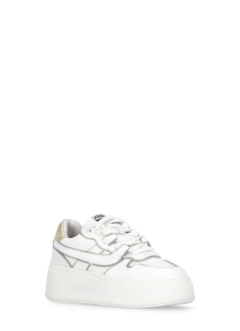 Ash Low Top Leather Match Sneakers Metallic Platform In White