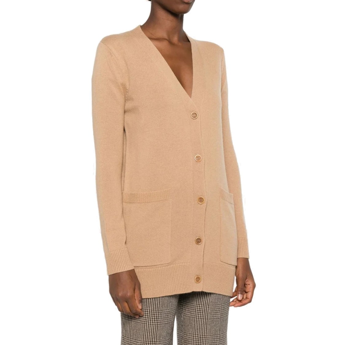 Max Mara Cashmere-wool Blend Villar Cardigan With Sequin Motif In Brown
