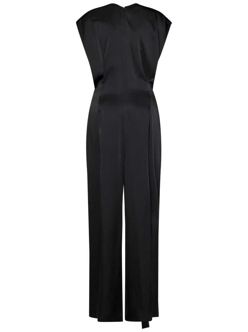 Victoria Beckham Black Jumpsuit With Viscose Blend Belt Women In Black