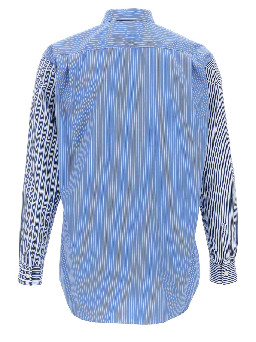 Comme Des Garçons Striped Shirt With Button-down Collar And Chest Pocket In Blue