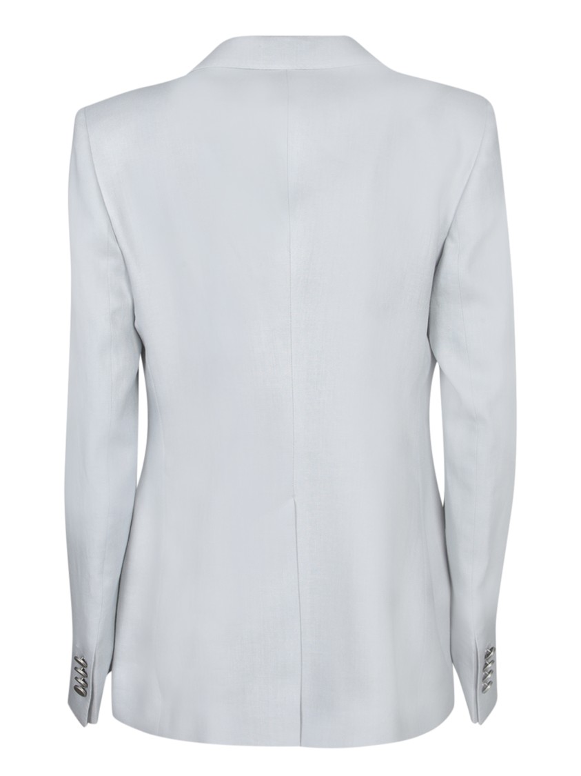 Shop Tagliatore Double-breasted Pearl Grey Linen Jacket With Tailored Cut