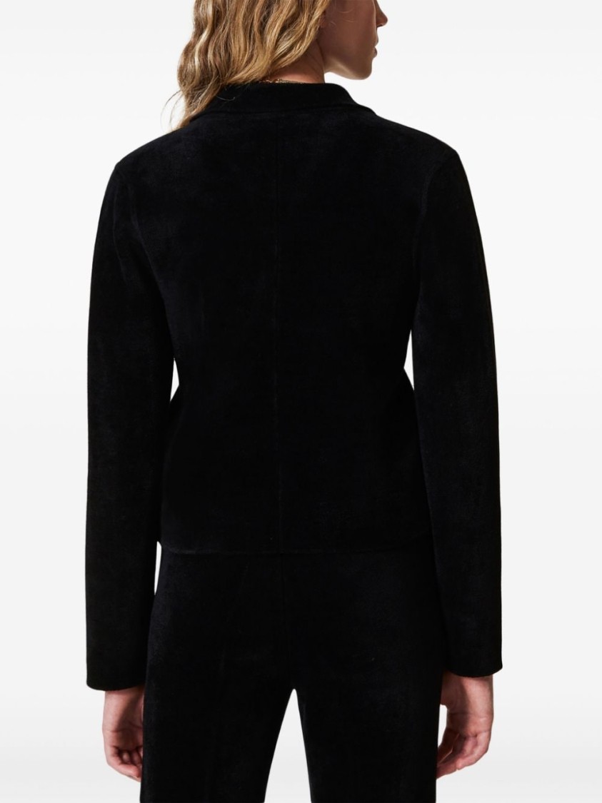 Shop Twinset Twin-set Tailored Black Jacket With Double-breasted Design
