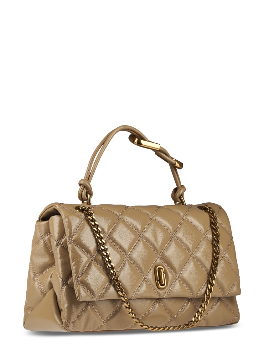 Marc Jacobs Quilted Shoulder Bag With Dual Chain Strap And Structured Silhouette In Brown