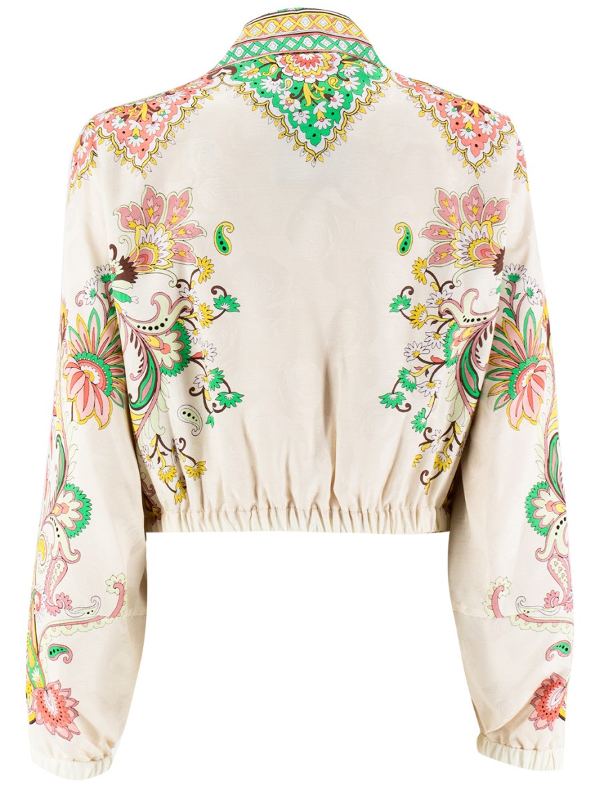 Shop Etro Cropped Jacket With Jacquard Print In Neutrals