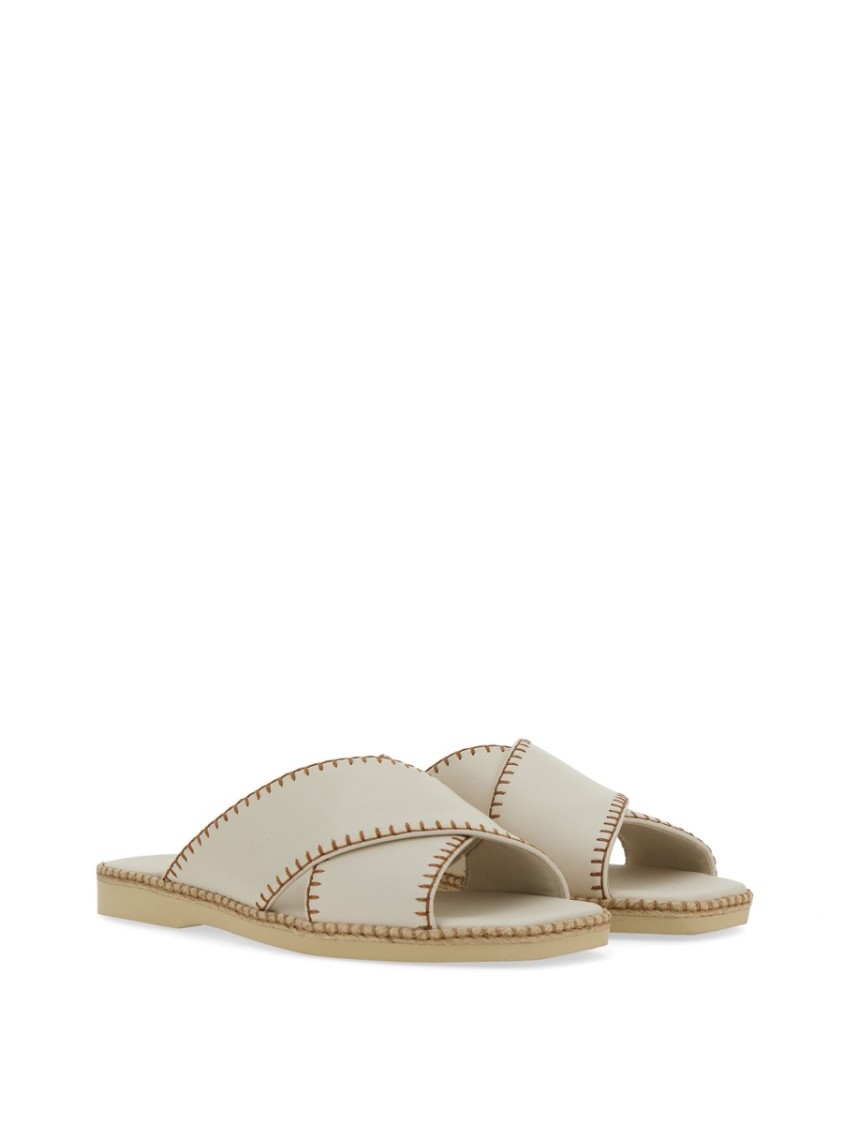 Hogan Crossover-strap Leather Sandals In Neutrals