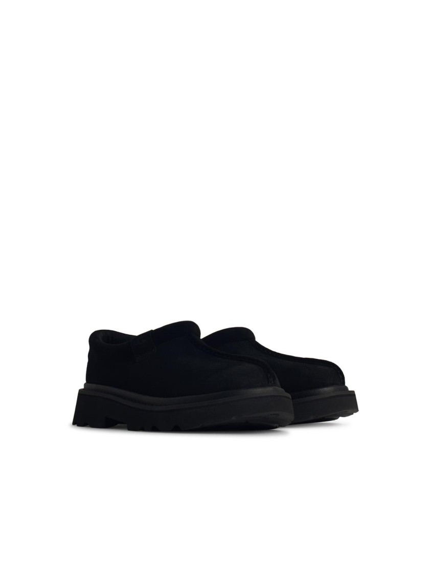 Ugg Mens Tasman Lug Suede And Shearling Slippers Blac In Black