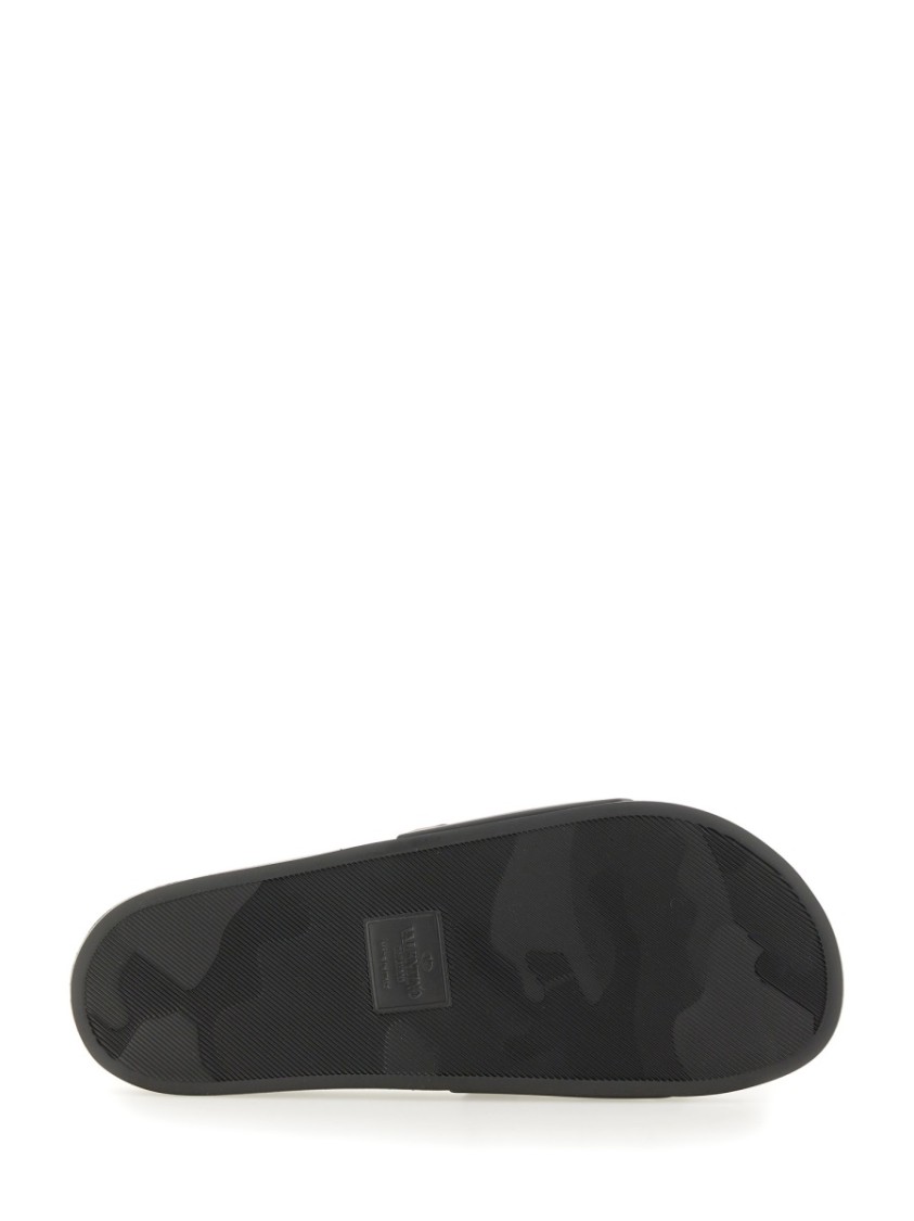 Valentino Garavani Black Sandals With Vlogo Detail On The Front In Tech Fabric Man