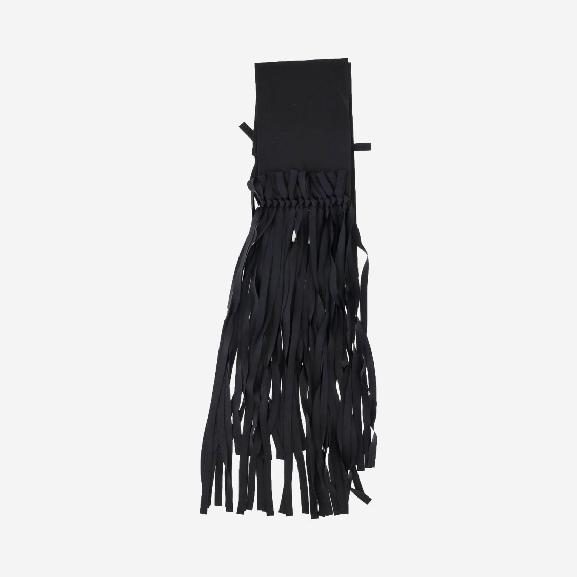 Carven Silk Scarf With Unique Ribbon Fringe Border In Black