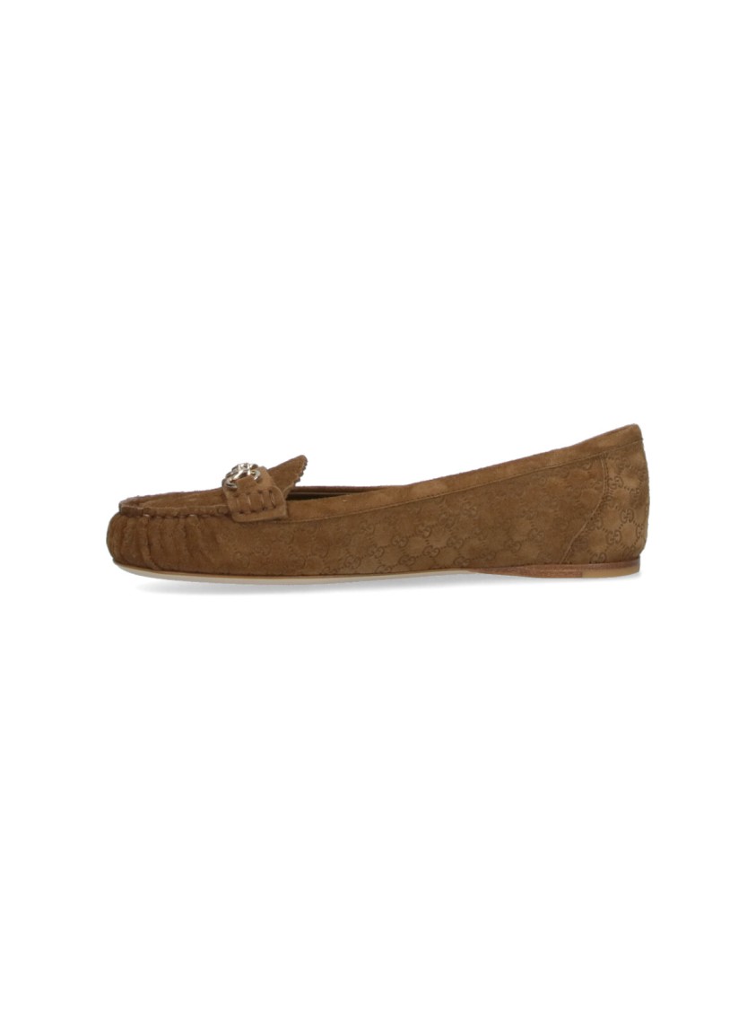 Gucci Women Biscuit Suede Loafers In Brown