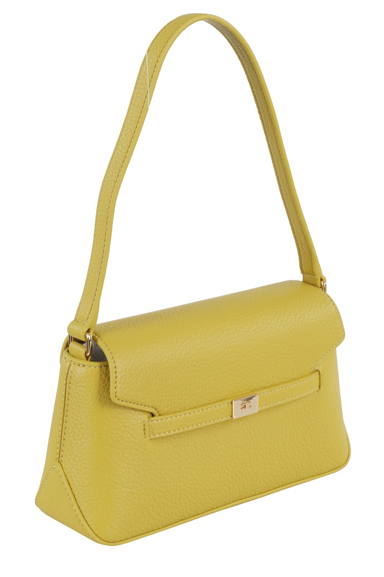 ELISABETTA FRANCHI ELISABETTA FRANCHI TEXTURED FINISH SHOULDER BAG WITH LOGO-EMBELLISHED STRAP